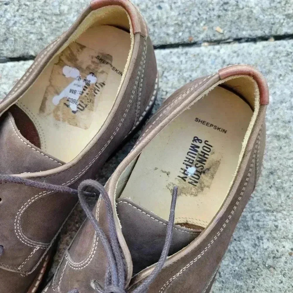 Johnston & Murphy Upton Sheepskin leather lace up men's dress shoes brown size 8 - Picture 5 of 8